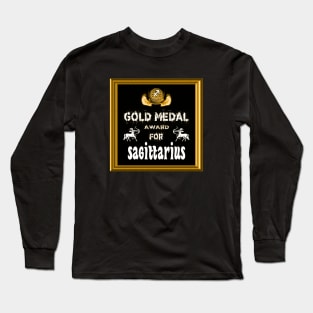 Sagittarius Birthday Gift Gold Medal Award Winner Long Sleeve T-Shirt